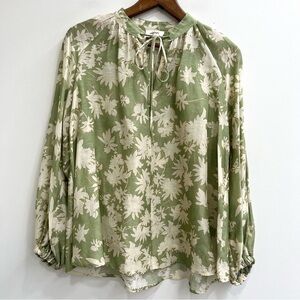 Ottod'Ame light green women's floral blouse top linen rayon viscose blend size 6